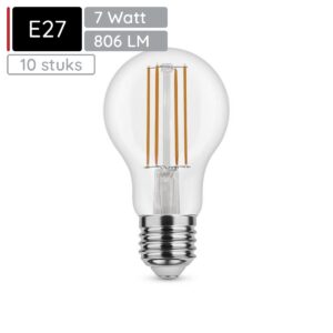 Asalite LED Lamp A60 E27 Fitting - 7W = 60W - 806 Lumen - 2700K Warm Wit Licht - Niet Dimbaar - 220-240V - 10 stuks