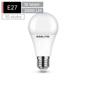 Asalite LED Lamp A65 E27 Fitting - 18W = 125W - 2000 Lumen - 3000K Warm Wit Licht - Niet Dimbaar - 220-240V - Energiezuinig- 10 stuks