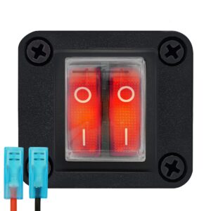 ProRide Wipschakelaar ON-OFF KCD6 - 3 Polig - 250V/16A - Inbouwpaneel 1-voudig - Met kabel en kapje - Rood indicatielampje