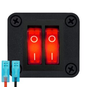 ProRide Wipschakelaar ON-OFF KCD6 - 3 Polig - 250V/16A - Inbouwpaneel 1-voudig - Met aansluitkabel - Rood indicatielampje