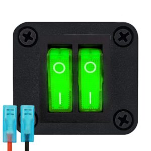 ProRide Wipschakelaar ON-OFF KCD6 - 3 Polig - 250V/16A - Inbouwpaneel 1-voudig - Met aansluitkabel - Groen indicatielampje