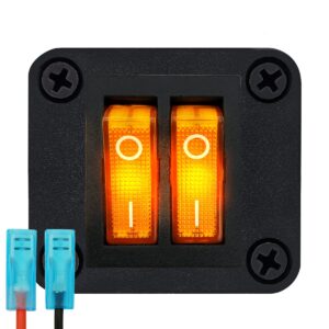 ProRide Wipschakelaar ON-OFF KCD6 - 3 Polig - 250V/16A - Inbouwpaneel 1-voudig - Met aansluitkabel - Oranje indicatielampje