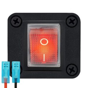 ProRide Wipschakelaar ON-OFF KCD4 - 2 Polig - 250V/16A - Inbouwpaneel 1-voudig - Met kabel en kapje - Rood indicatielampje