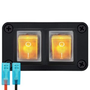 ProRide Wipschakelaar ON-OFF KCD4 - 2 Polig - 250V/16A - Inbouwpaneel 2-voudig - Met kabel en kapje - Oranje indicatielampje