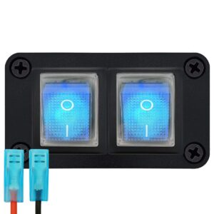 ProRide Wipschakelaar ON-OFF KCD4 - 2 Polig - 250V/16A - Inbouwpaneel 2-voudig - Met kabel en kapje - Blauw indicatielampje