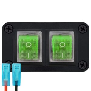 ProRide Wipschakelaar ON-OFF KCD4 - 2 Polig - 250V/16A - Inbouwpaneel 2-voudig - Met kabel en kapje - Groen