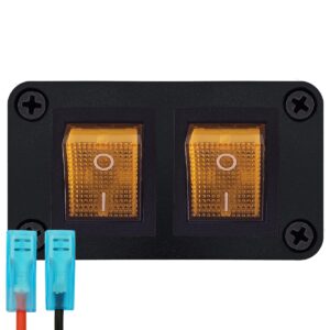 ProRide Wipschakelaar ON-OFF KCD4 - 2 Polig - 250V/16A - Inbouwpaneel 2-voudig - Met aansluitkabel - Oranje