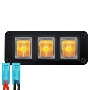 ProRide Wipschakelaar ON-OFF KCD4 - 2 Polig - 250V/16A - Inbouwpaneel 3-voudig - Met kabel en kapje - Oranje indicatielampje