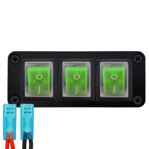 ProRide Wipschakelaar ON-OFF KCD4 - 2 Polig - 250V/16A - Inbouwpaneel 3-voudig - Met kabel en kapje - Groen