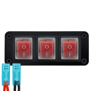 ProRide Wipschakelaar ON-OFF KCD4 - 2 Polig - 250V/16A - Inbouwpaneel 3-voudig - Met kabel en kapje - Rood