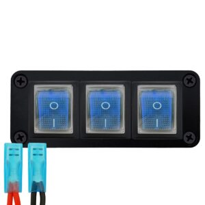 ProRide Wipschakelaar ON-OFF KCD4 - 2 Polig - 250V/16A - Inbouwpaneel 3-voudig - Met kabel en kapje - Blauw