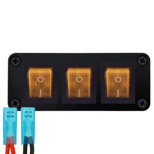 ProRide Wipschakelaar ON-OFF KCD4 - 2 Polig - 250V/16A - Inbouwpaneel 3-voudig - Met aansluitkabel - Oranje