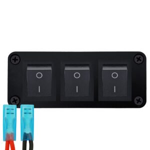 ProRide Wipschakelaar ON-OFF KCD4 - 2 Polig - 250V/16A - Inbouwpaneel 3-voudig - Met aansluitkabel - Zwart