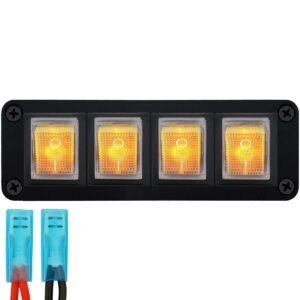 ProRide Wipschakelaar ON-OFF KCD4 - 2 Polig - 250V/16A - Inbouwpaneel 4-voudig - Met kabel en kapje - Oranje indicatielampje