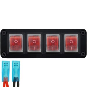 ProRide Wipschakelaar ON-OFF KCD4 - 2 Polig - 250V/16A - Inbouwpaneel 4-voudig - Met kabel en kapje - Rood