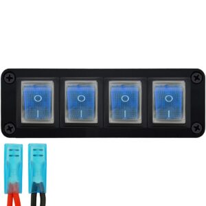 ProRide Wipschakelaar ON-OFF KCD4 - 2 Polig - 250V/16A - Inbouwpaneel 4-voudig - Met kabel en kapje - Blauw