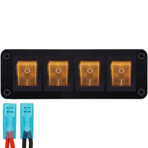 ProRide Wipschakelaar ON-OFF KCD4 - 2 Polig - 250V/16A - Inbouwpaneel 4-voudig - Met aansluitkabel - Oranje