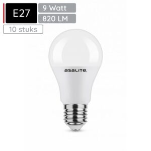 Asalite LED Lamp A60 E27 Fitting - 9W = 60W - 820 Lumen - 4000K Neutraal Wit Licht - Niet Dimbaar - 220-240V - Energiezuinig - 10 stuks