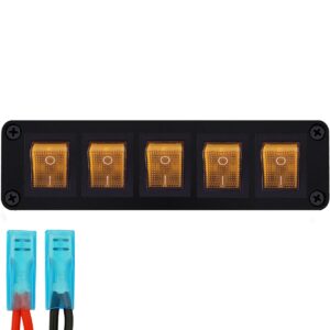 ProRide Wipschakelaar ON-OFF KCD4 - 2 Polig - 250V/16A - Inbouwpaneel 5-voudig - Met aansluitkabel - Oranje