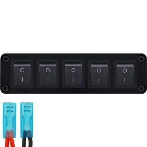 ProRide Wipschakelaar ON-OFF KCD4 - 2 Polig - 250V/16A - Inbouwpaneel 5-voudig - Met aansluitkabel - Zwart