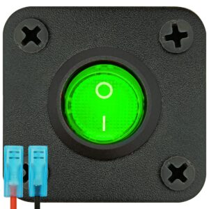 ProRide Wipschakelaar ON-OFF KCD2 - 3 Polig - 12V/20A - Inbouwpaneel 1-voudig - Met aansluitkabel - Groen indicatielampje