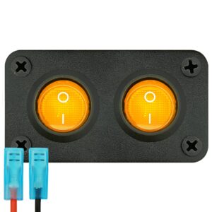 ProRide Wipschakelaar ON-OFF KCD2 - 3 Polig - 12V/20A - Inbouwpaneel 2-voudig - Met aansluitkabel - Oranje indicatielampje