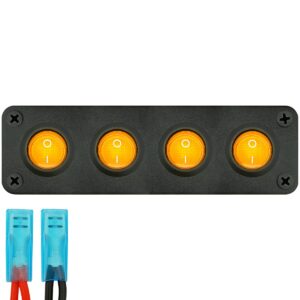 ProRide Wipschakelaar ON-OFF KCD2 - 3 Polig - 12V/20A - Inbouwpaneel 4-voudig - Met aansluitkabel - Oranje indicatielampje