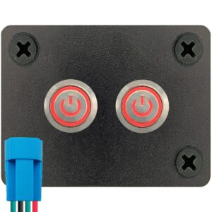 ProRide Metalen Drukschakelaars ON-OFF 220V  - 12mm - Tweevoudig inbouwpaneel - IP67 - LED indicatie Rood