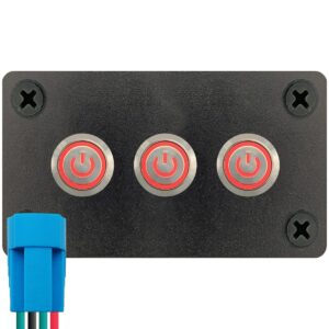 ProRide Metalen Drukschakelaars ON-OFF 220V  - 12mm - Drievoudig inbouwpaneel - IP67 - LED indicatie Rood