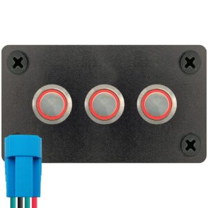 ProRide Metalen Drukschakelaars ON-OFF 12-24V  - 12mm - Drievoudig inbouwpaneel - IP67 - LED indicatie Rood