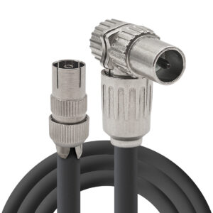 Coaxkabel TV 75cm - Rechte Female naar Haakse Male - Zwart - Stoorsignaalvrij - Geschikt voor Buiten - Handgemaakt