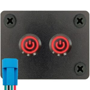 ProRide Metalen Drukschakelaars ON-OFF 12-24V  - 12mm - tweevoudig inbouwpaneel - IP67 - LED indicatie Rood