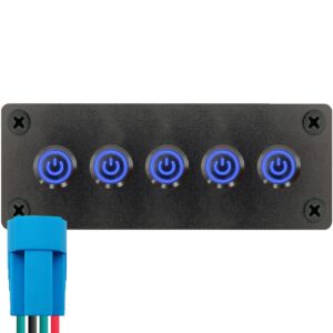 ProRide Metalen Drukschakelaars ON-OFF 12-24V  - 12mm - Vijfvoudig inbouwpaneel - IP67 - LED indicatie Blauw