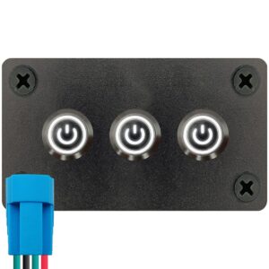 ProRide Metalen Pulsschakelaar 12-24V OFF-(ON) - Drievoudig Inbouwpaneel - 12mm - IP67 - LED indicatie Wit