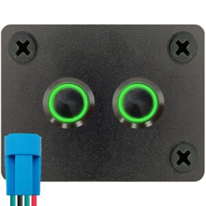ProRide Metalen Drukschakelaars ON-OFF 12-24V  - 12mm - tweevoudig inbouwpaneel - IP67 - LED indicatie Groen
