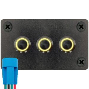 ProRide Metalen Pulsschakelaar 12-24V OFF-(ON) - Drievoudig Inbouwpaneel - 12mm - IP67 - LED indicatie Geel