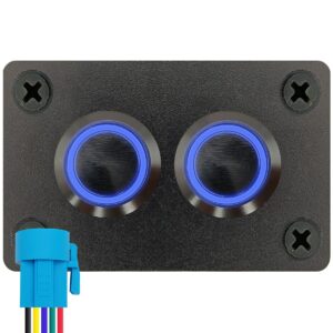 ProRide Metalen Pulsschakelaar 12-24V OFF-(ON) - Tweevoudig Inbouwpaneel - 16mm - IP67 - LED indicatie Blauw