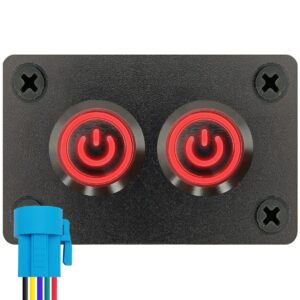 ProRide Metalen Pulsschakelaar 12-24V OFF-(ON) - Tweevoudig Inbouwpaneel - 16mm - IP67 - LED indicatie Rood