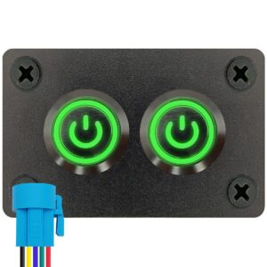 ProRide Metalen Pulsschakelaar 12-24V OFF-(ON) - Tweevoudig Inbouwpaneel - 16mm - IP67 - LED indicatie Groen