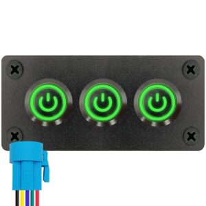 ProRide Metalen Pulsschakelaar 12-24V OFF-(ON) - Drievoudig Inbouwpaneel - 16mm - IP67 - LED indicatie Groen