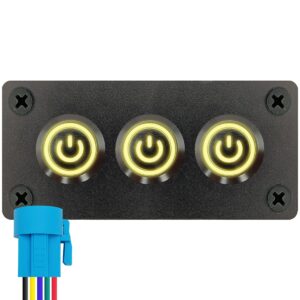 ProRide Metalen Pulsschakelaar 12-24V OFF-(ON) - Drievoudig Inbouwpaneel - 16mm - IP67 - LED indicatie Geel