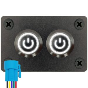 ProRide Metalen Pulsschakelaar 12-24V OFF-(ON) - Tweevoudig Inbouwpaneel - 16mm - IP67 - LED indicatie Wit