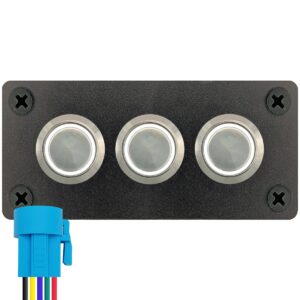 ProRide Metalen Pulsschakelaar 12-24V OFF-(ON) - Drievoudig Inbouwpaneel - 16mm - IP67 - LED indicatie Wit