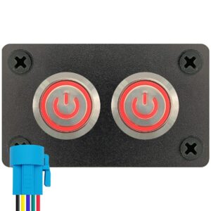 ProRide Metalen drukschakelaars in Tweevoudig inbouwpaneel 12-24V ON-OFF - 19mm - IP67 - LED indicatie Rood