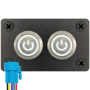 ProRide Metalen drukschakelaars in Tweevoudig inbouwpaneel 12-24V ON-OFF - 19mm - IP67 - LED indicatie Wit