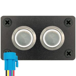 ProRide Metalen drukschakelaars in Tweevoudig inbouwpaneel 220V ON-OFF - 19mm - IP67 - LED indicatie Wit