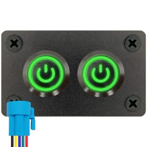 ProRide Metalen drukschakelaars in Tweevoudig inbouwpaneel 220V ON-OFF - 19mm - IP67 - LED indicatie Groen