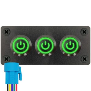 ProRide Metalen drukschakelaars in Drievoudig inbouwpaneel 220V ON-OFF - 19mm - IP67 - LED indicatie Groen