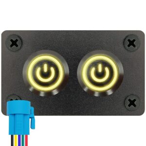 ProRide Metalen drukschakelaars in Tweevoudig inbouwpaneel 220V ON-OFF - 19mm - IP67 - LED indicatie Geel