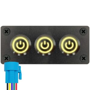 ProRide Metalen drukschakelaars in Drievoudig inbouwpaneel 220V ON-OFF - 19mm - IP67 - LED indicatie Geel